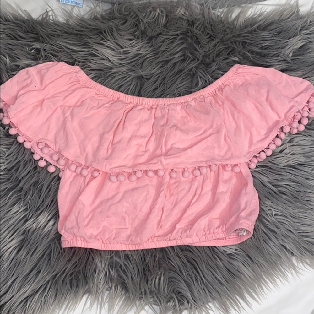 Pink off shoulder crop top